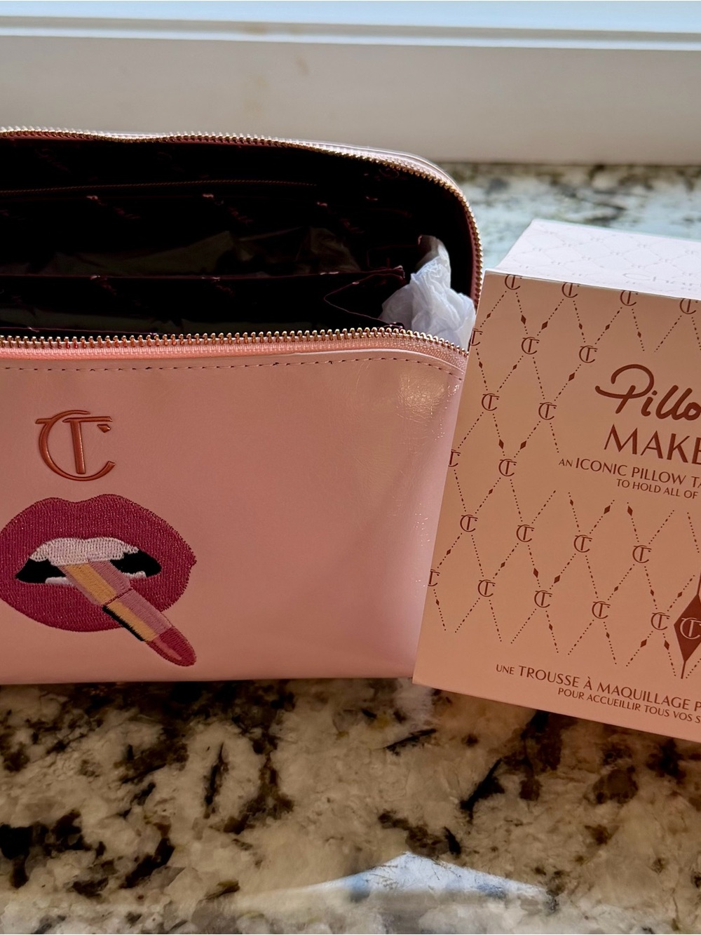 Charlotte Tilbury Pink Lipstick Pillow Talk Makeup Bag Case Limited Edition NEW